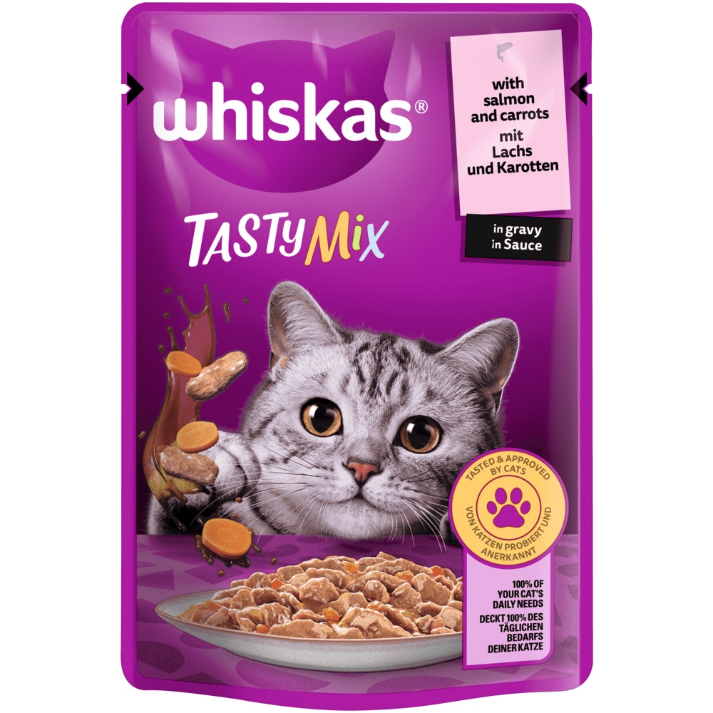 WHISKAS® Tasty Mix Lachs & Karotten in Sauce, 85g - 1