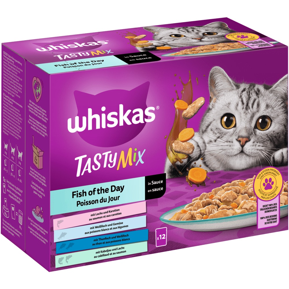 WHISKAS® Tasty Mix Fish of the Day in Sauce, Multipack 12 x 85g - 1