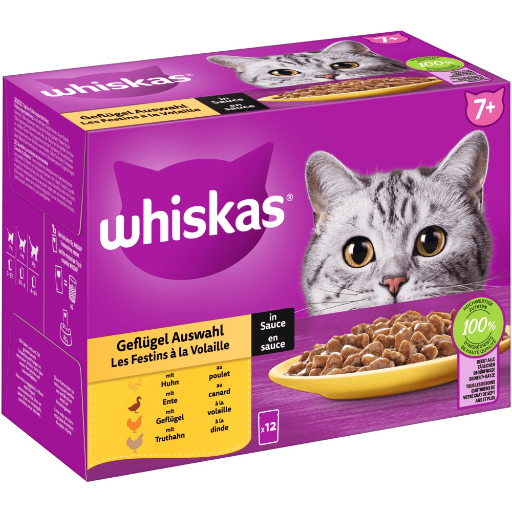 WHISKAS® 7+ Geflügel Auswahl in Sauce, 12 & 24 x 85g - 1